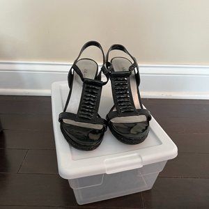 Anne Klein Black Jeweled Wedge Heels